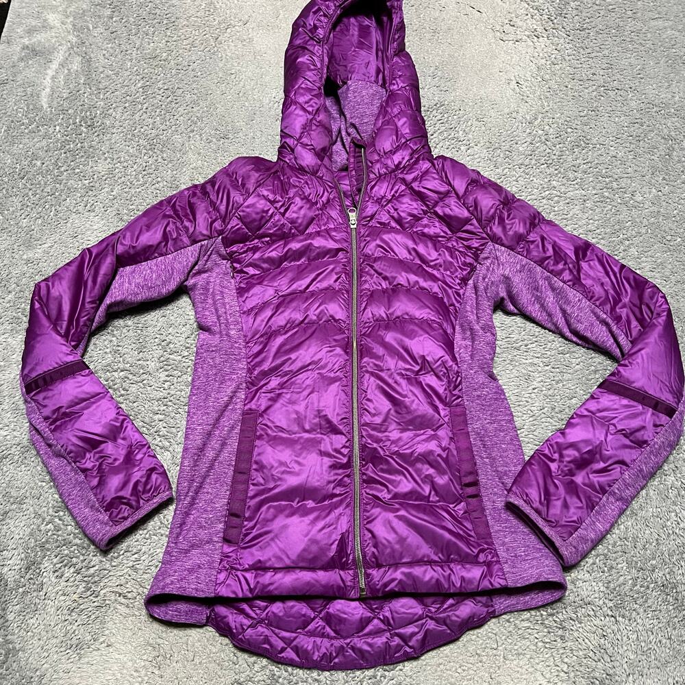 Lululemon Jacket Womens 8 Down For A Run Purple  Puffer Coat Hooded